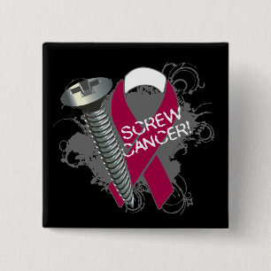 Screw Cancer - Grunge Head and Neck Cancer 15 Cm Square Badge