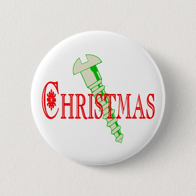 Screw Christmas 6 Cm Round Badge (Front)