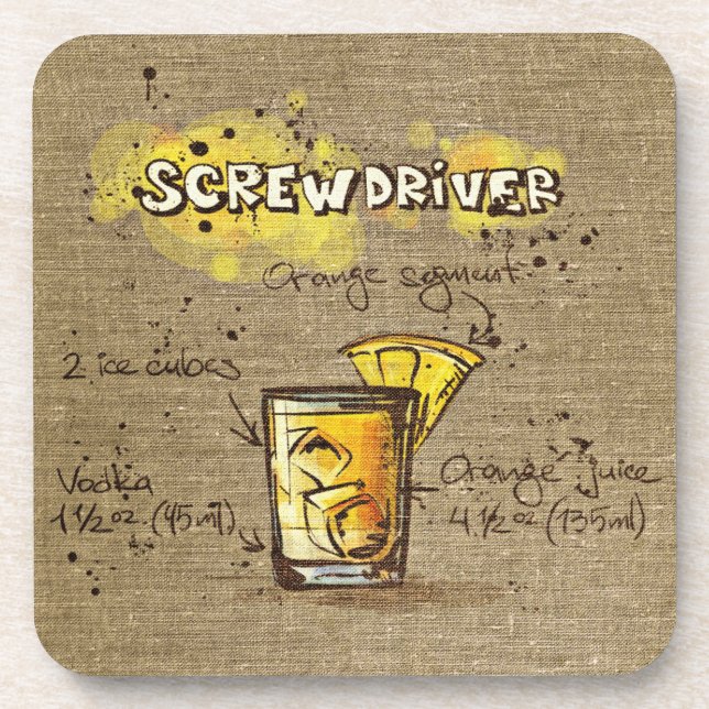 Screw Driver Cocktail Drink Coaster (Front)