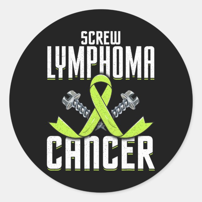 Screw Lymphoma Cancer Lime Awareness Ribbon Fight  Classic Round Sticker (Front)