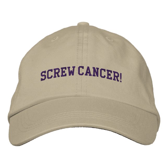 Screw Pancreatic Cancer Dark Purple Letters Embroidered Hat (Front)