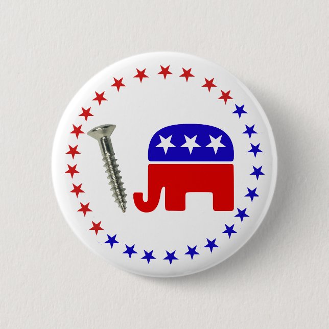 Screw Republicans Funny Political Rebus 6 Cm Round Badge (Front)