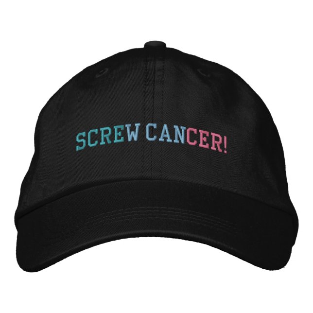 Screw Thyroid Cancer Teal/Blue/Pink Letters Embroidered Hat (Front)