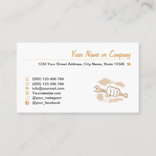 Screw wrench, hand drawn. Repair Service, Mechanic Business Card