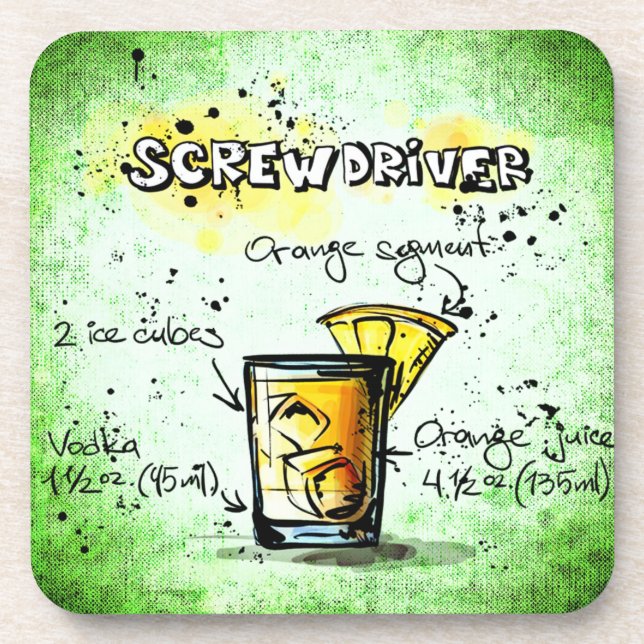 Screwdriver Drink Recipe Coaster (Front)