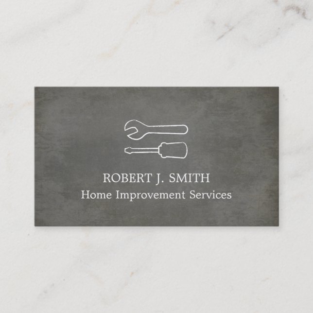Screwdriver Spanner Concrete Business Cards (Front)