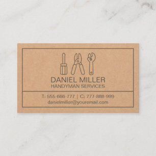 Screwdriver Wire Cutter Spanner Handyman Texture Business Card