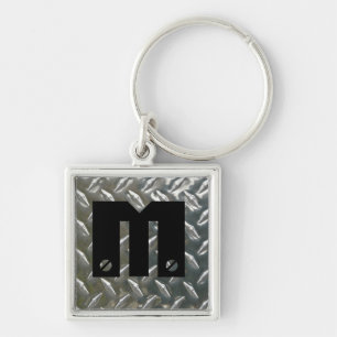 Screwed on Initial - Aluminium Checkerplate Key Ring