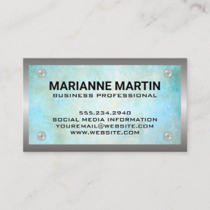 Screws Metallic Border   Vintage Background Business Card