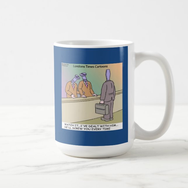 Screwy Salesman by Rick London Funny Coffee Mug (Right)