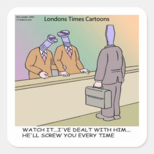 Screwy Salesman by Rick London Funny Square Sticker