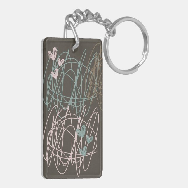 Scribble and hearts- Work in Progress Key Ring (Back Left)