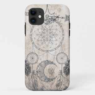 Scribble arrow mandala moon dreamcatcher feathers  iPhone 11 case