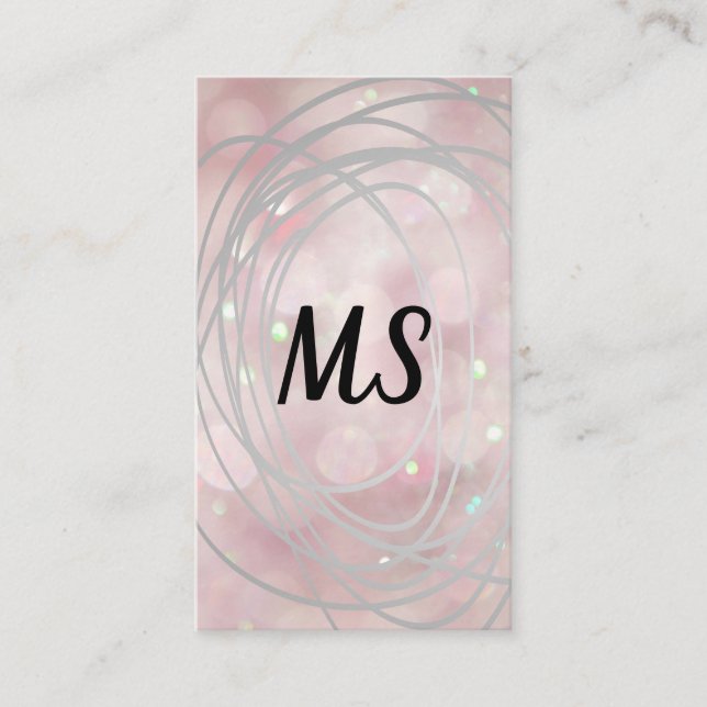 Scribble Artistic | Monogram | Pink Boke Business Card (Front)