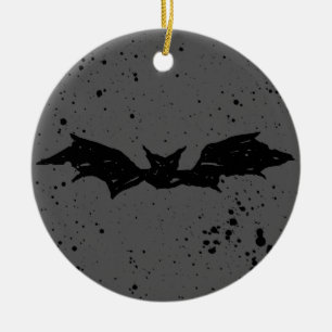 Scribble Bat Ceramic Tree Decoration