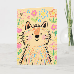 Scribble Cat Greetings Card