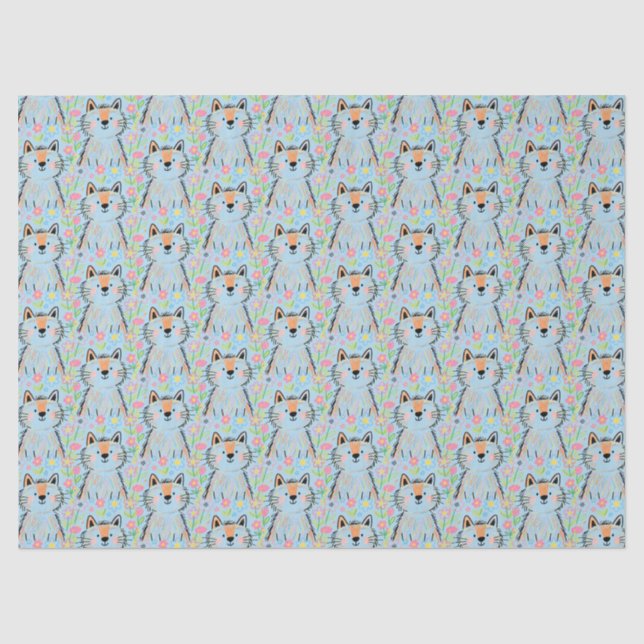 Scribble Cat Tissue Paper Blue (Front)