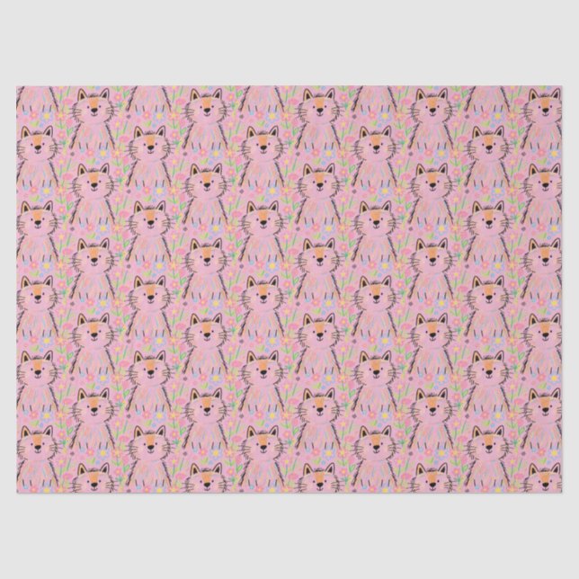 Scribble Cat Tissue Paper Pink (Front)