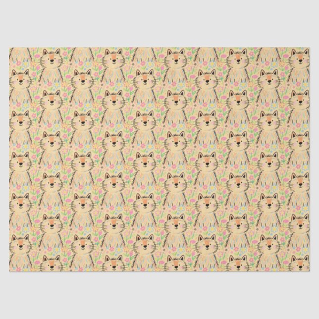 Scribble Cat Tissue Paper Soft Cream Yellow (Front)