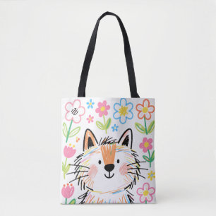 Scribble Cat Tote Bag