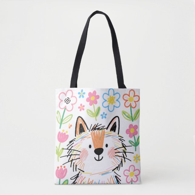 Scribble Cat Tote Bag (Front)