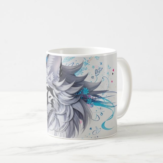 scribble design of a tiger coffee mug (Front Right)