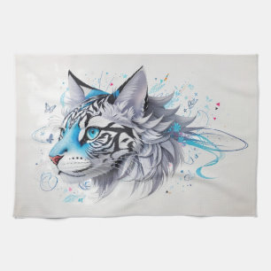 scribble design of a tiger tea towel