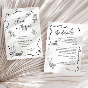 Scribble Doodle All in one Wedding Invitation