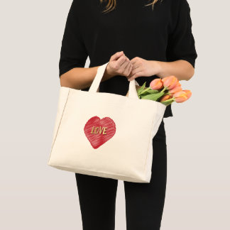 Scribble Heart Gold Love Mini Tote Bag