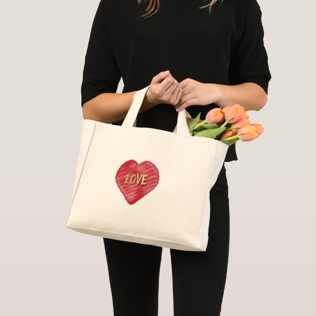 Scribble Heart Gold Love Mini Tote Bag (Front (Product))