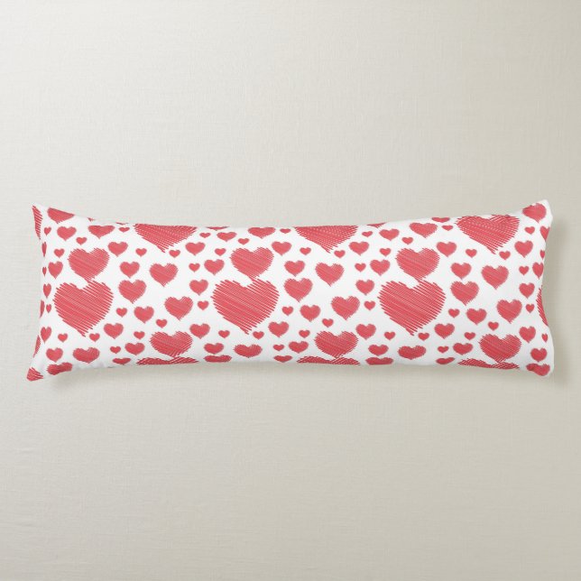 Scribble Hearts Body Cushion (Front)