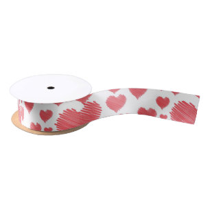 Scribble Hearts Satin Ribbon