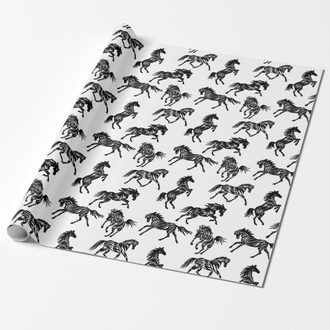 Scribble horse crazy herd design wrapping paper (Unrolled)