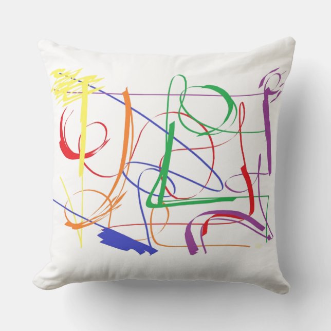Scribble in rain bow colours Abstract PRIDE Cushion (Front)