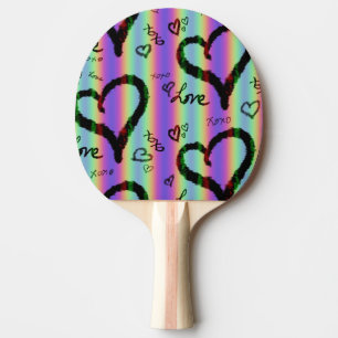 Scribble Love Heart Xoxo Stripe Ping Pong Paddle
