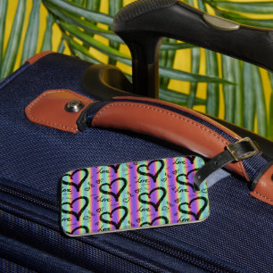 Scribble Love Xoxo Heart Stripe Luggage Tag