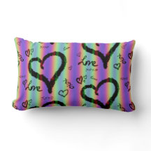 Scribble Love Xoxo Heart Stripe Throw Pillow