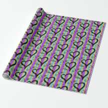 Scribble Love Xoxo Heart Stripe Wrapping Paper