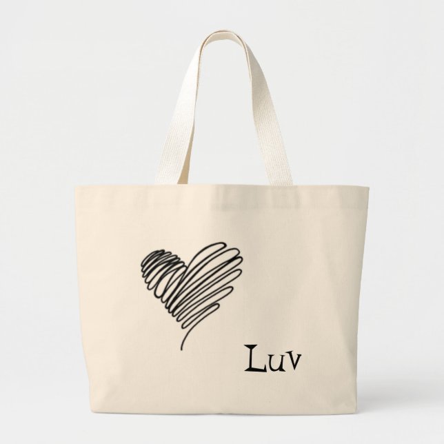 scribble, Luv Large Tote Bag (Front)