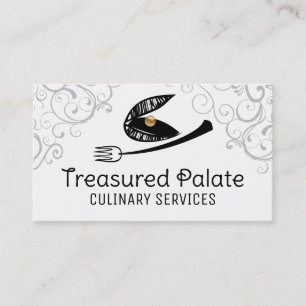 Scribble oysters shrimp seafood forks catering par business card