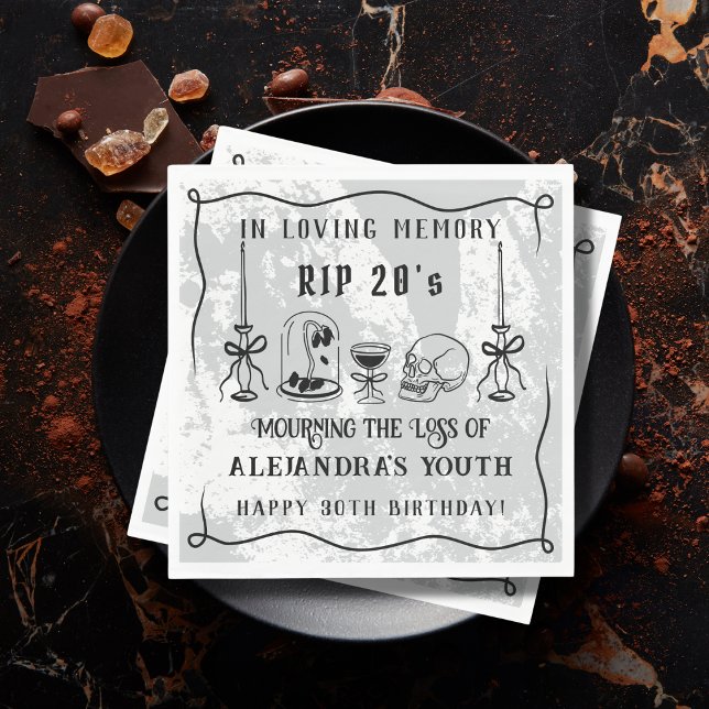 Scribble RIP 20s Death to My Youth 30th Birthday Napkin (Creator Uploaded)