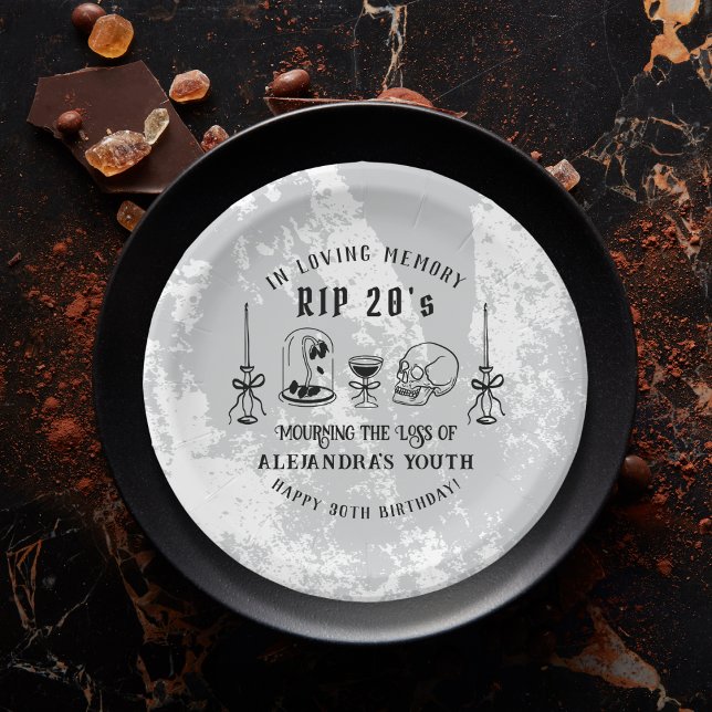 Scribble RIP 20s Death to My Youth 30th Birthday Paper Plate (Creator Uploaded)