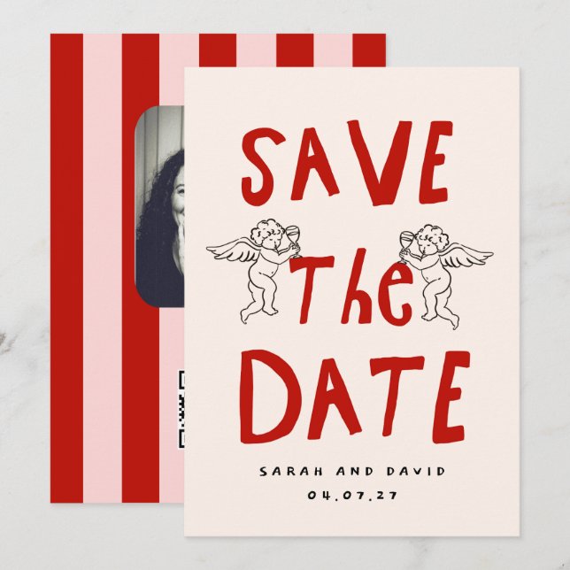 Scribble Romantic  Doodle Save the Date (Front/Back)