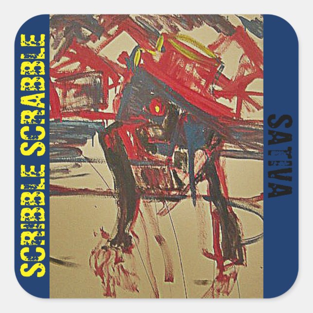 SCRIBBLE SCRABBLE SATIVA SQUARE STICKER (Front)