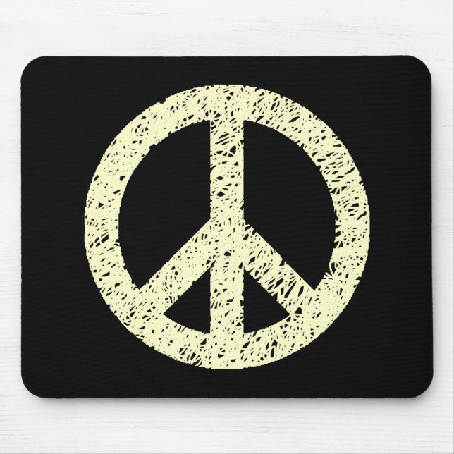 Scribble Stencilled Peace Symbol Mouse Pad (Front)