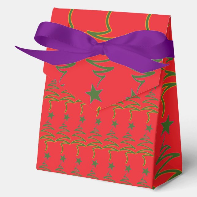 Scribble Tree + Star Red  Favour Box (Front)