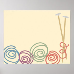 Scribble yarn knitting needles poster