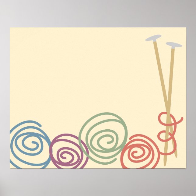 Scribble yarn knitting needles poster (Front)