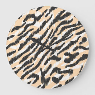 Scribble Zebra Leopard: Vintage Fur Large Clock