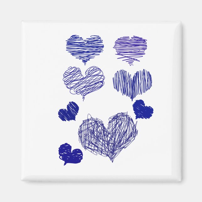 Scribbled Blue hearts  Magnet (Front)